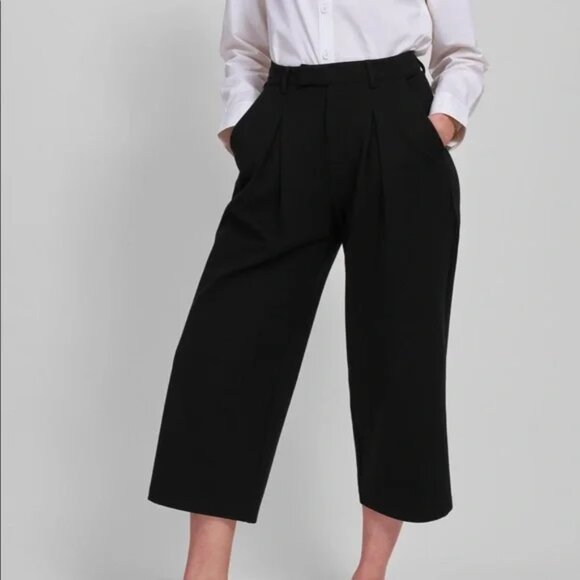NWT Universal Standard Ponte Culotte Pants Size XS 10-12 Black Cropped Wide Leg - Picture 1 of 12